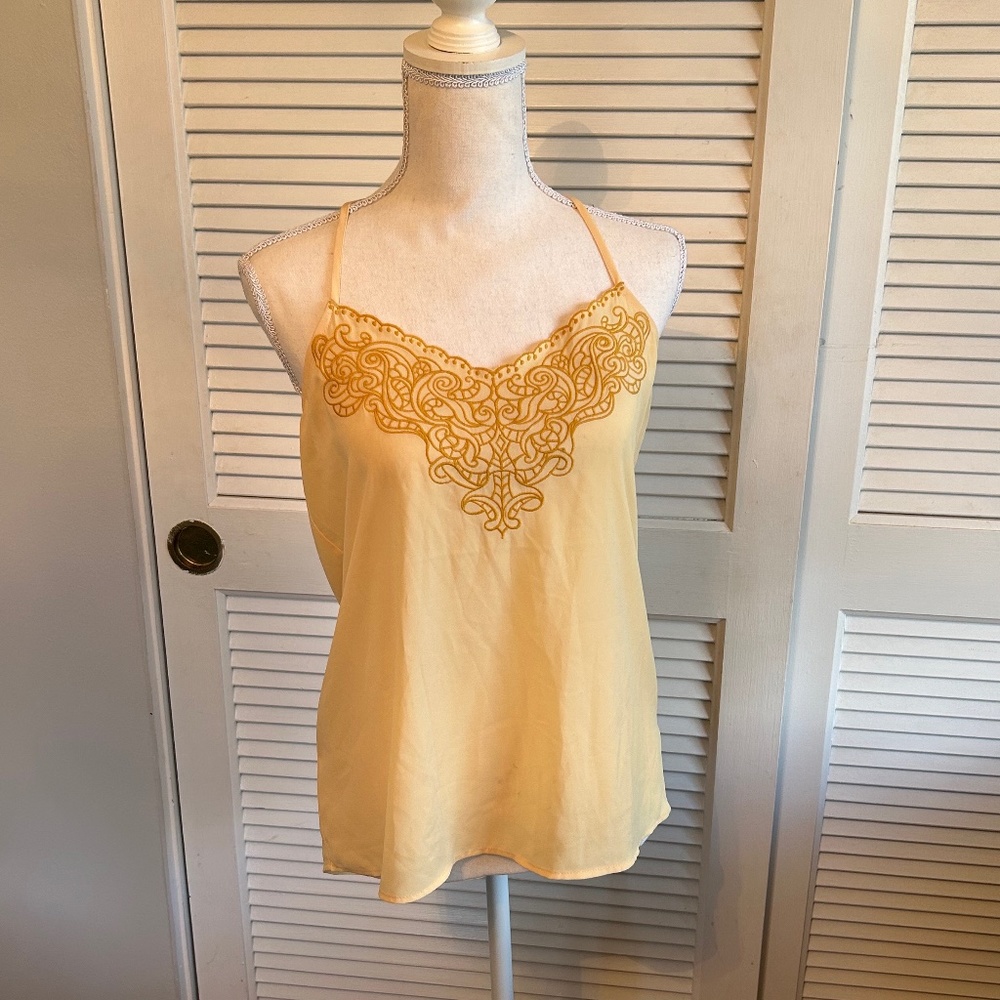 Express Yellow Embroidered Tank Top